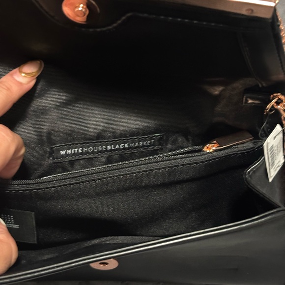 White House Black Market Black Clutch with Red Floral Embroidery - Picture 3 of 10